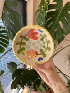 Design junction pottery painting. Floral painted bowl. Handmade ceramics